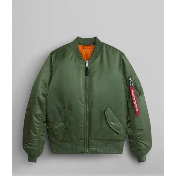 NEW Alpha Industries Reversible MA-1‎ Bomber Jacket Olive Orange Womens, L